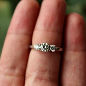 Lab Grown Diamond 3 stone 14k white and yellow gold ring