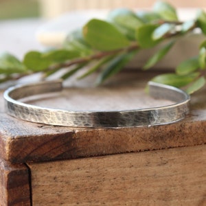 Hammered silver cuff bracelet