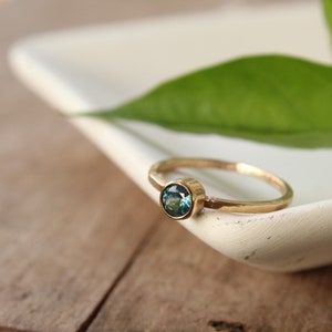 Teal Montana sapphire 14k gold ring