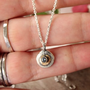 Montana sapphire,Diamond, Moissanite, or birthstone 14k gold and sterling silver pendant