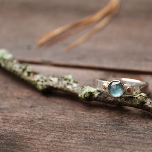 Montana sapphire solitaire sterling silver and 14k gold ring