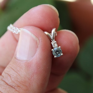 Montana sapphire and Diamond sterling silver pendant