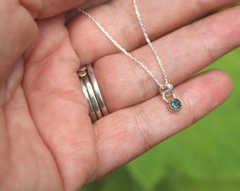 Montana sapphire sterling silver and 14k gold pendant