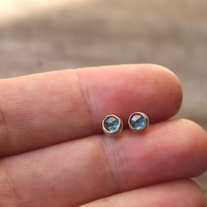 Petite Montana sapphire sterling silver and 14k gold stud earrings