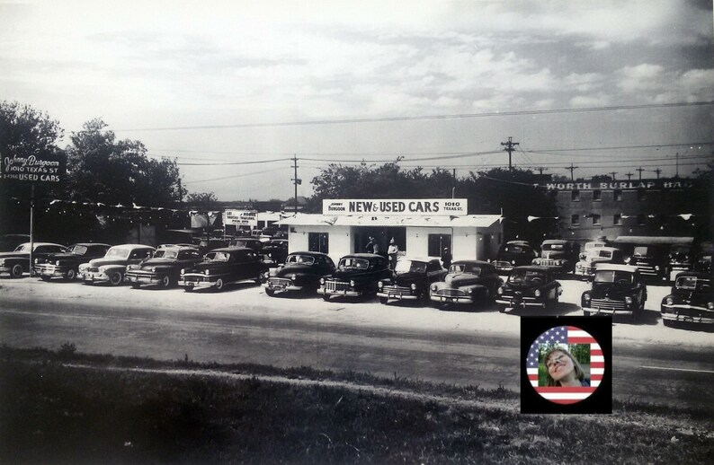 Digital Photo. Circa 1950 Texas Used Car Lot picture/vintage Etsy
