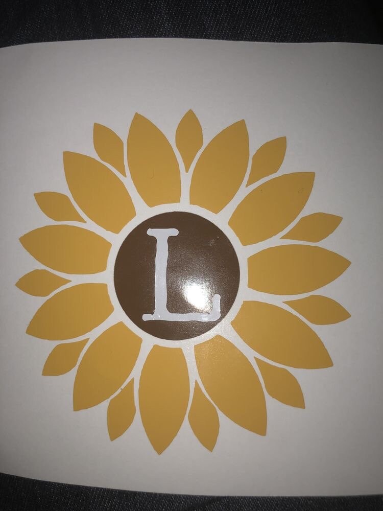 Sunflower Initial Decal - Etsy