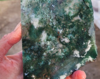 Green moss agate slab