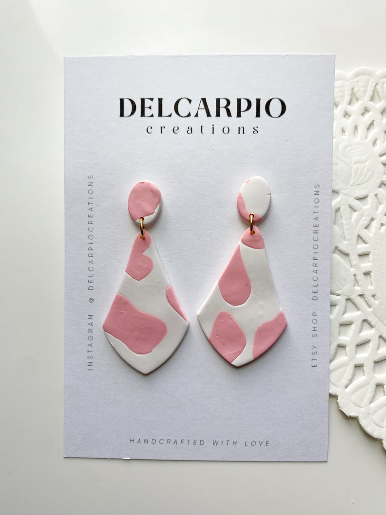 Strawberry Cow Dangle Earring Handmade gift Valentine Gifts Handmade Polymer Clay Earrings Lightweight Earrings| Gifts For Her