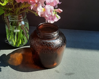 Vintage Brown Glass Jar, Baked Beans Jar, No Lid. Great Condition, Des. Pat. No. 113299