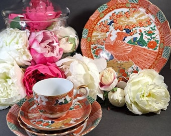 Vintage Arita Imari, Fine China, Dinnerware Place Set, Dinner Plate, Salad/Soup Bowl, Dessert Plate, Saucer and Tea Cup,  Made in Japan