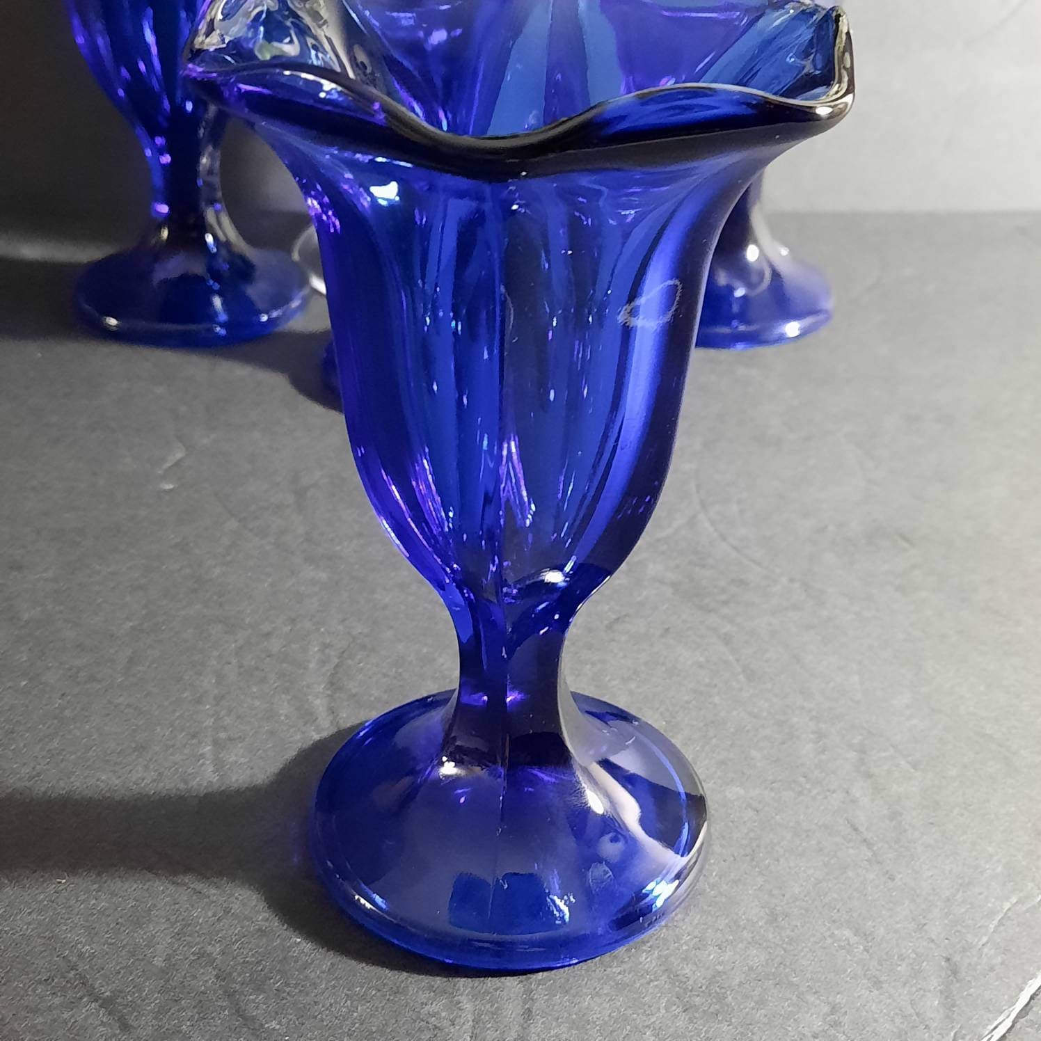 Vintage Cobalt Blue Sundae Glasses - Anchor Hocking Fountainware