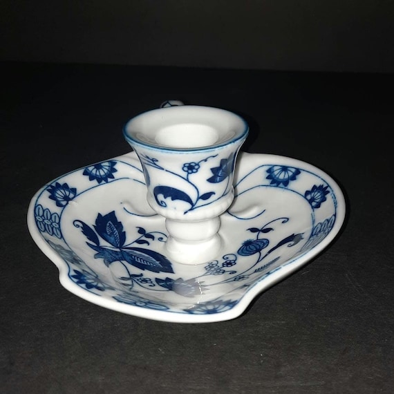 Vintage Chamber Candle Holder, Vienna Woods Pattern ,  Blue Onion Fine China.