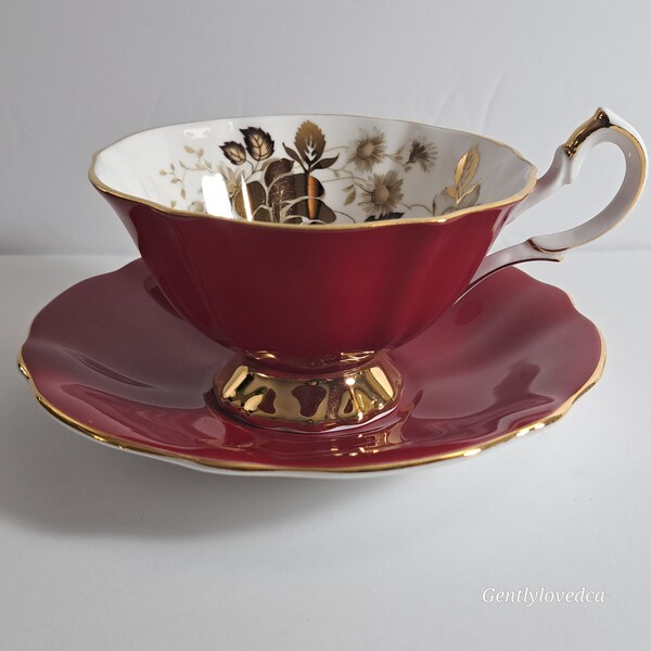 Antique Susie Cooper Tea Cup and Saucer Set Maroon Red and - Etsy Canada