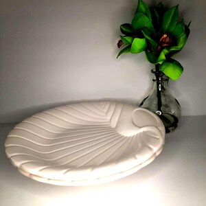 Sanor Sea Shell Plate Set: White Ceramic Salad Serving Plates
