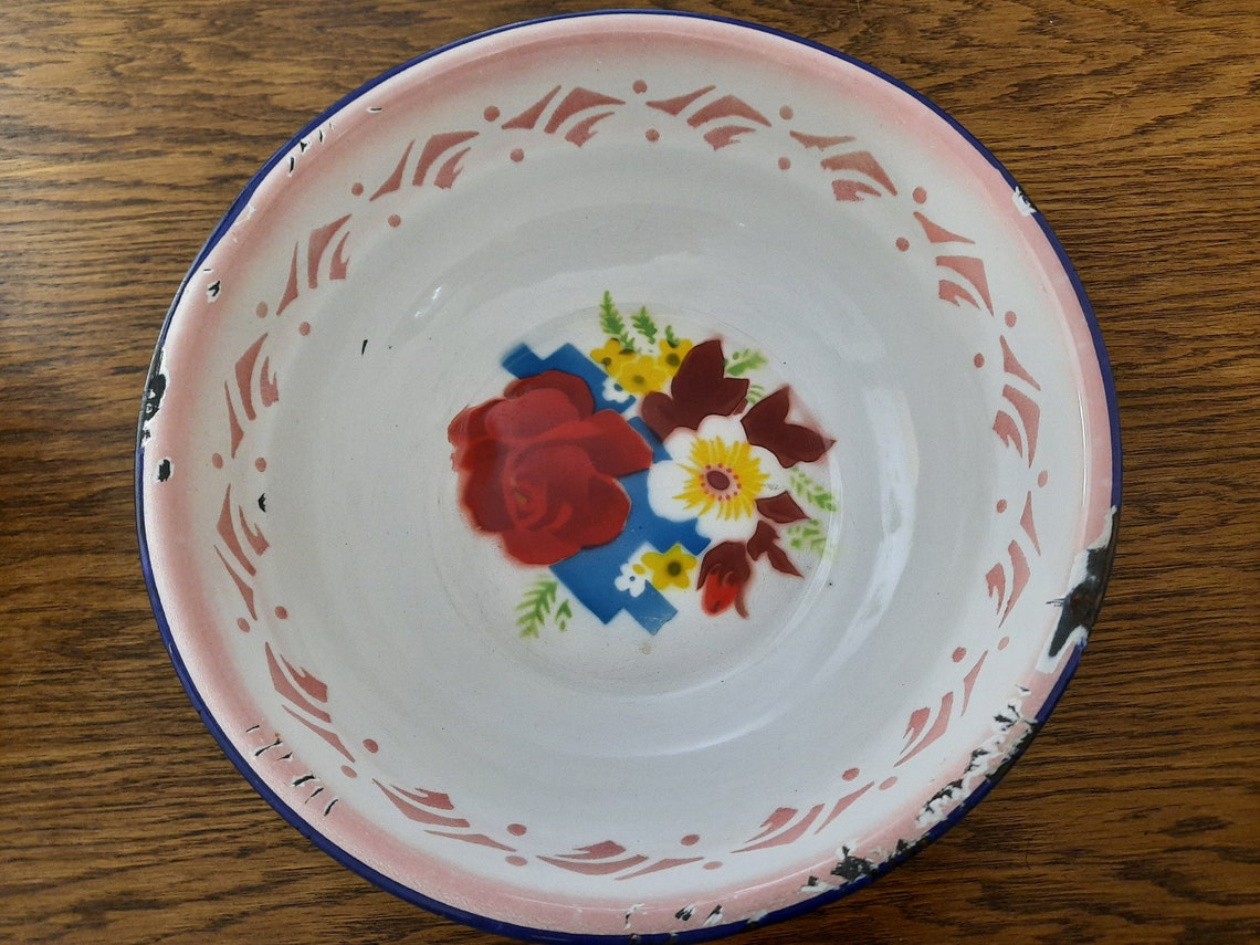 Vintage Enamelware Bowls by Yamata Made in Japan. 2 Pcs Etsy