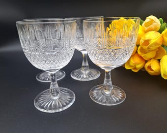 Set of 4 Edinburgh Crystal Marlboro Champagne Flutes, Oval Diamond Cut