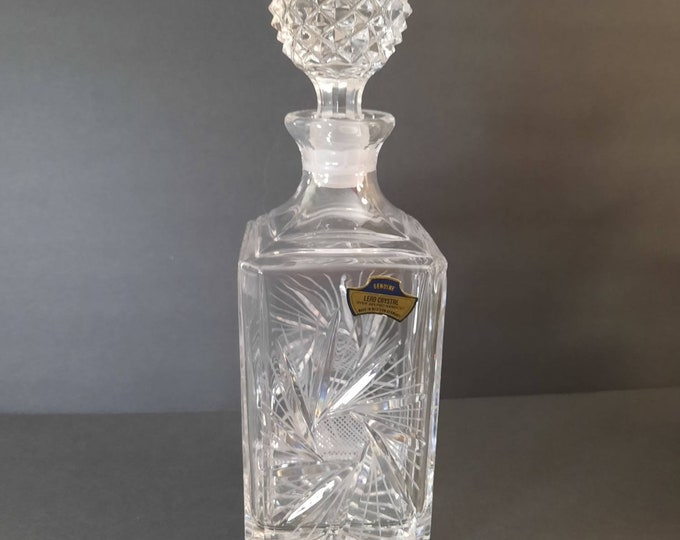 Vintage Genuine Lead Crystal Over 24 % PBO Handcut Glass Decanter