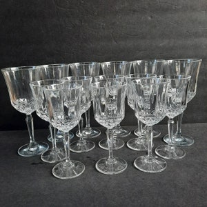 Vintage 24% Lead Crystal Pedestal Glasses - Set of 12 - Made in USA