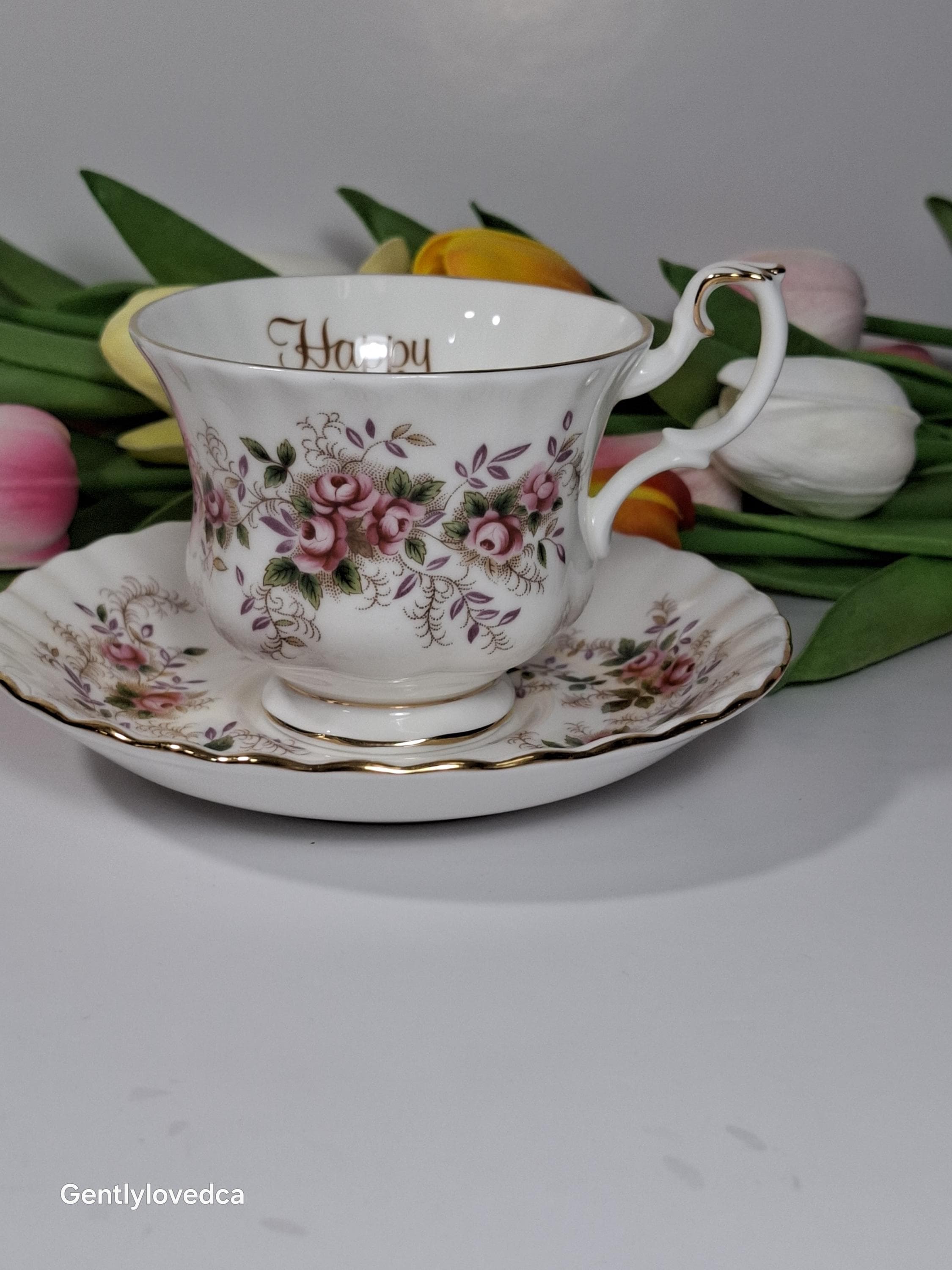 Vintage Royal Albert Lavender Rose Teacup and Saucer Set, 1961 
