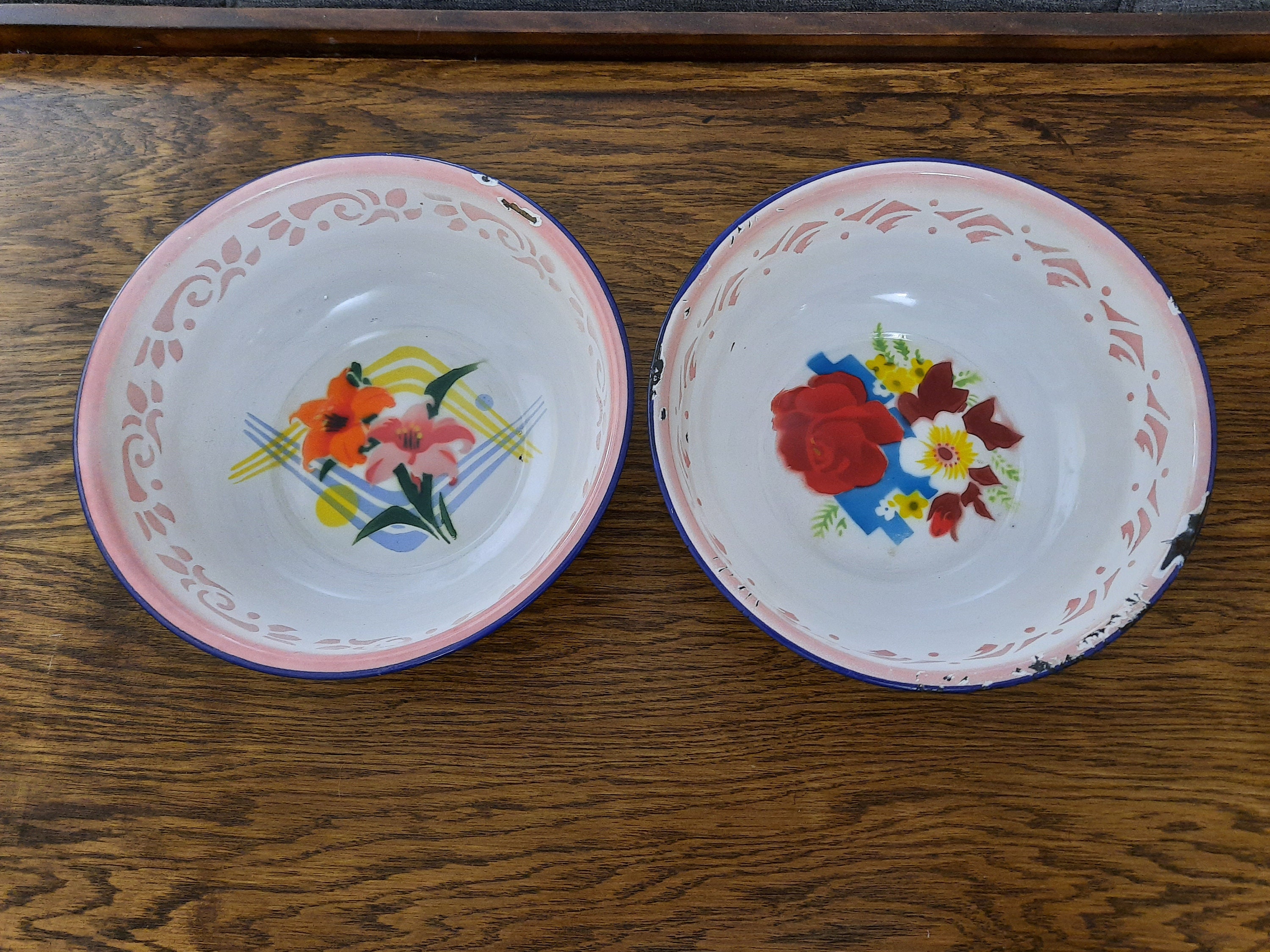 Vintage Enamelware Bowls by Yamata Made in Japan. 2 Pcs Etsy Canada