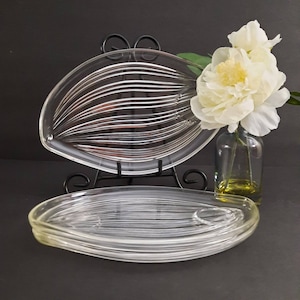Vintage Hospitality Luncheon Plates, Product of the Federal Glass Co. Banana Leaf, Vintage Clear Luncheon Plates, Vintage Snack Plates