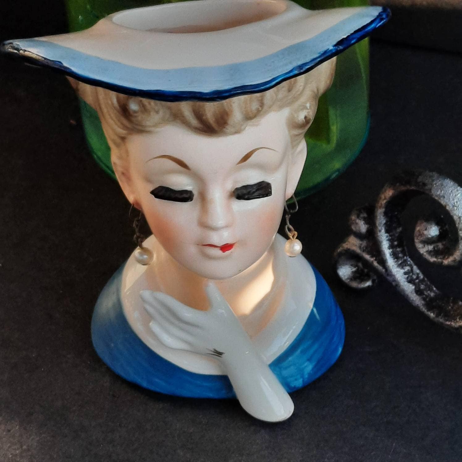 Vintage African American Black Ethnic Girl Lady Head Vase Made in Japan