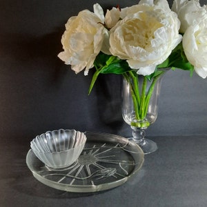 Libbey, a la carte, Water Lily Platter and Bowl Set, Clear Glass, Water Lily Patter, Serving Platter, Platter Set, Clear Glass Platter,