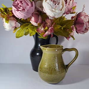 Vintage Green Jug/Pitcher by Royal Goedewaagen Gouda Holland, Vintage Ceramics Porcelain, Green Ceramic