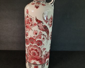 Vintage Delft Rood Red, Handpainted Bottle, Made in Holland, Signed Numbered 1057, Vintage Decanter, Rood Red Decanter,