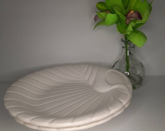 Sanor German Sea Shell Plate, Made in Portugal, Salad Plates, Serving Plates, White Ceramics, Sea Shell Shape Plates,