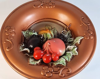 Vintage 3D Ceramic Fruit Wall Plaque, Made in Japan
