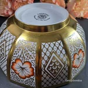 Rare Caverswall Romany Gold China Bowl: Orange Flowers, Made in England image 6
