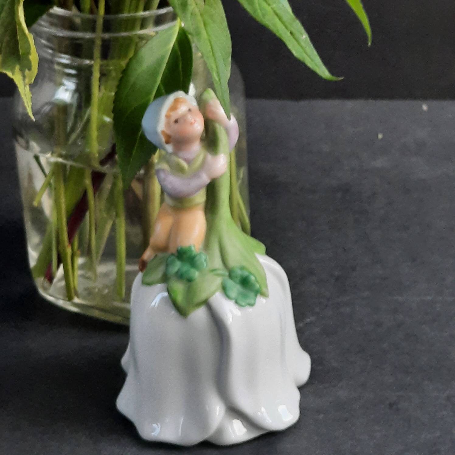 Avon Leprechaun Elf Good Luck Bell Four Leaf Clover 1983 Etsy
