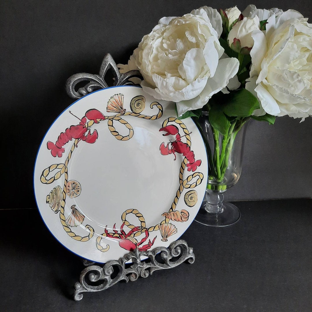 Large Rosanna Plate With Lobsters Snails Sea Shells and Crab Etsy
