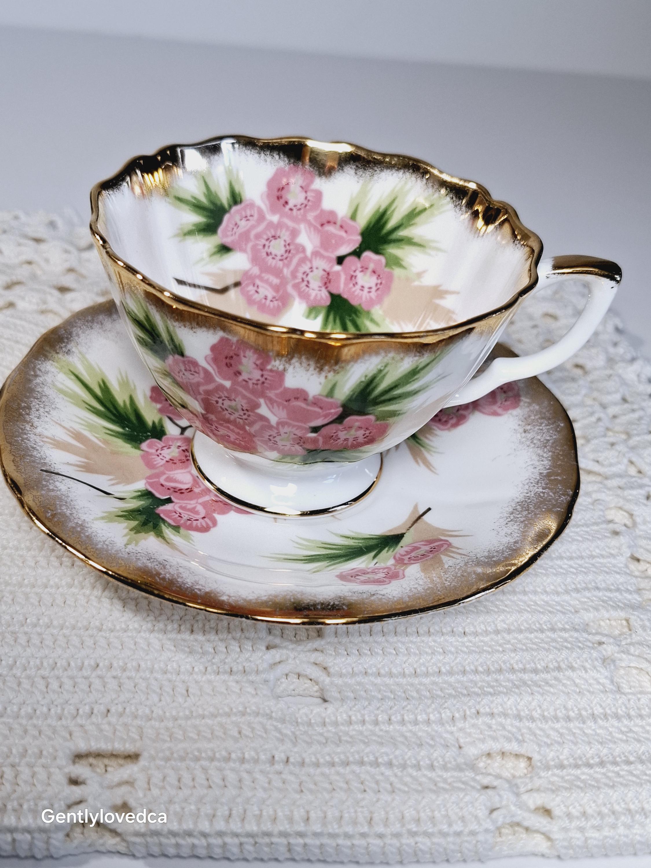 Vintage Adderley Teacup and Saucer: English Floral Fine Bone China