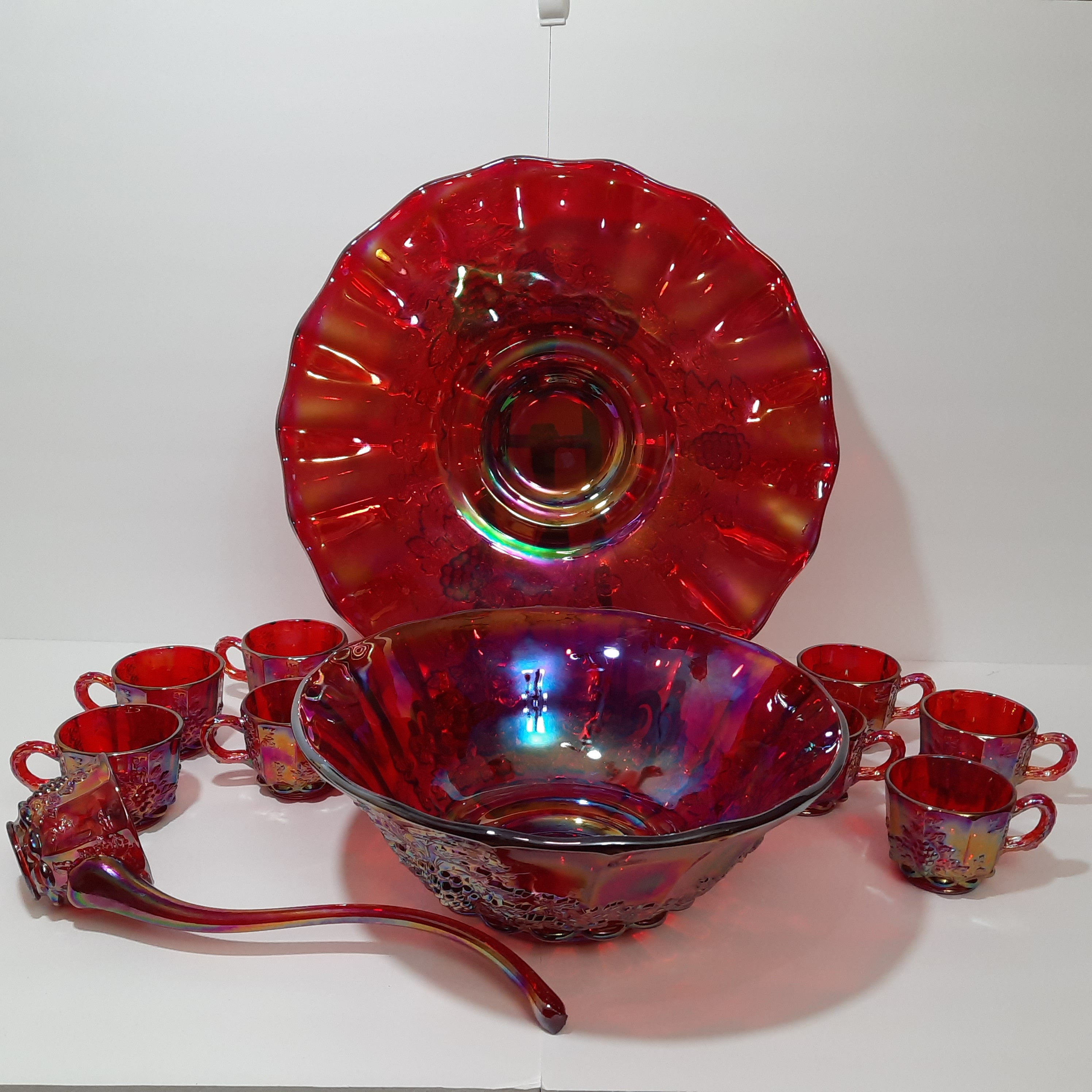 Vintage Carnival Moser Glass Ruby Red Punch Bowl Set 11 pcs. Etsy