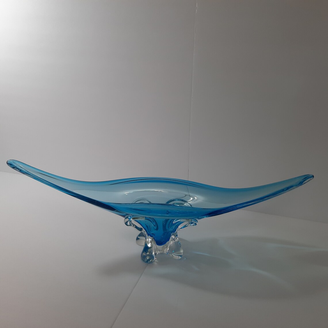 Vintage Canadian EDAG Hand Blown Art Blue Glass Gondola Style Etsy