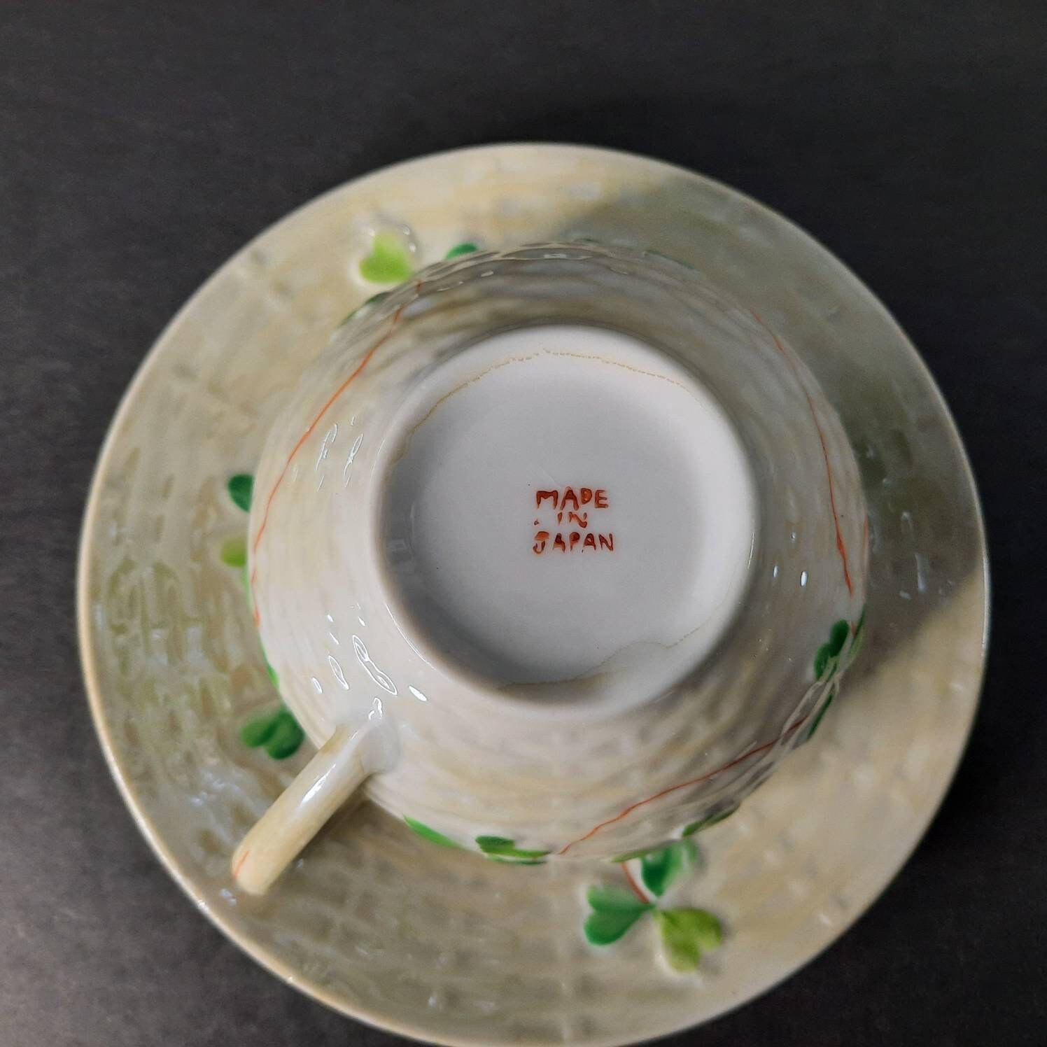 Vintage Belleek China Irish Tea Set Shamrock Rare Teapot