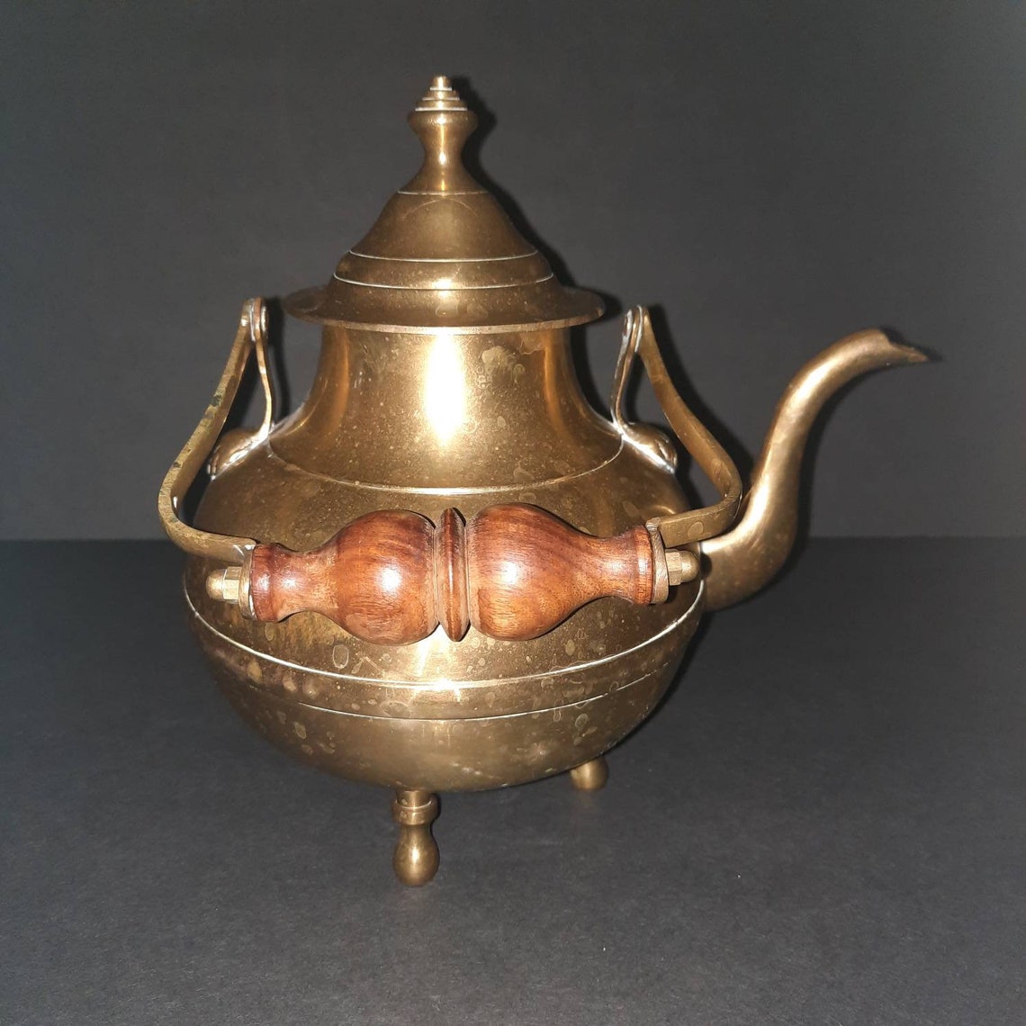 Vintage Solid Brass Teapot Made in India Mid Century Holds Etsy