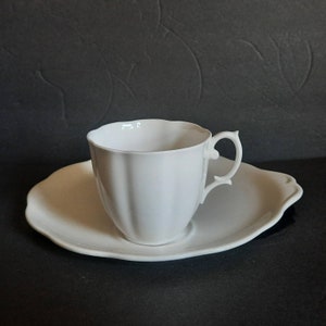 Vintage Royal Albert, Bone China, All White, Scalloped Sandwich Plate and Teacup,