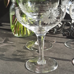 Vintage geëtst korenbloemglas. 4 stuks, goede staat, geen breuken, geen barsten.