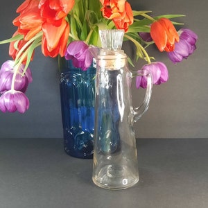 Vintage Glass, Bottle Decanter, Clear Glass Decanter, Vintage, Vintage Barware, Decanter with Stopper