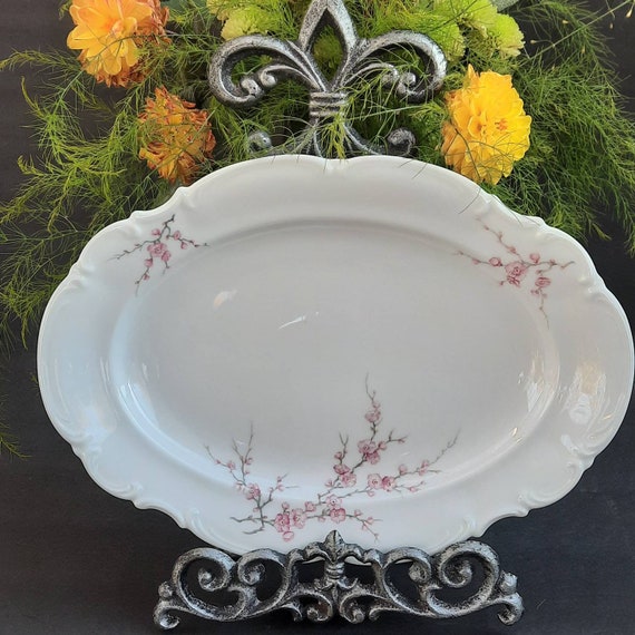 Vintage Hutschenreuther Serving Platter: Sylvia Pattern, Pink