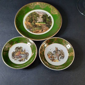 Vintage Small and Miniature Plates, Durability Weatherby, Hanley, England, Royal Falcon Ware, 3 69, 4 69 and 4 74, Collectors Plate,
