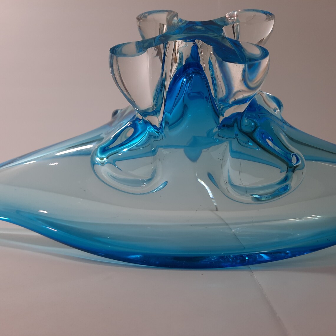 Vintage Canadian EDAG Hand Blown Art Blue Glass Gondola Style Etsy
