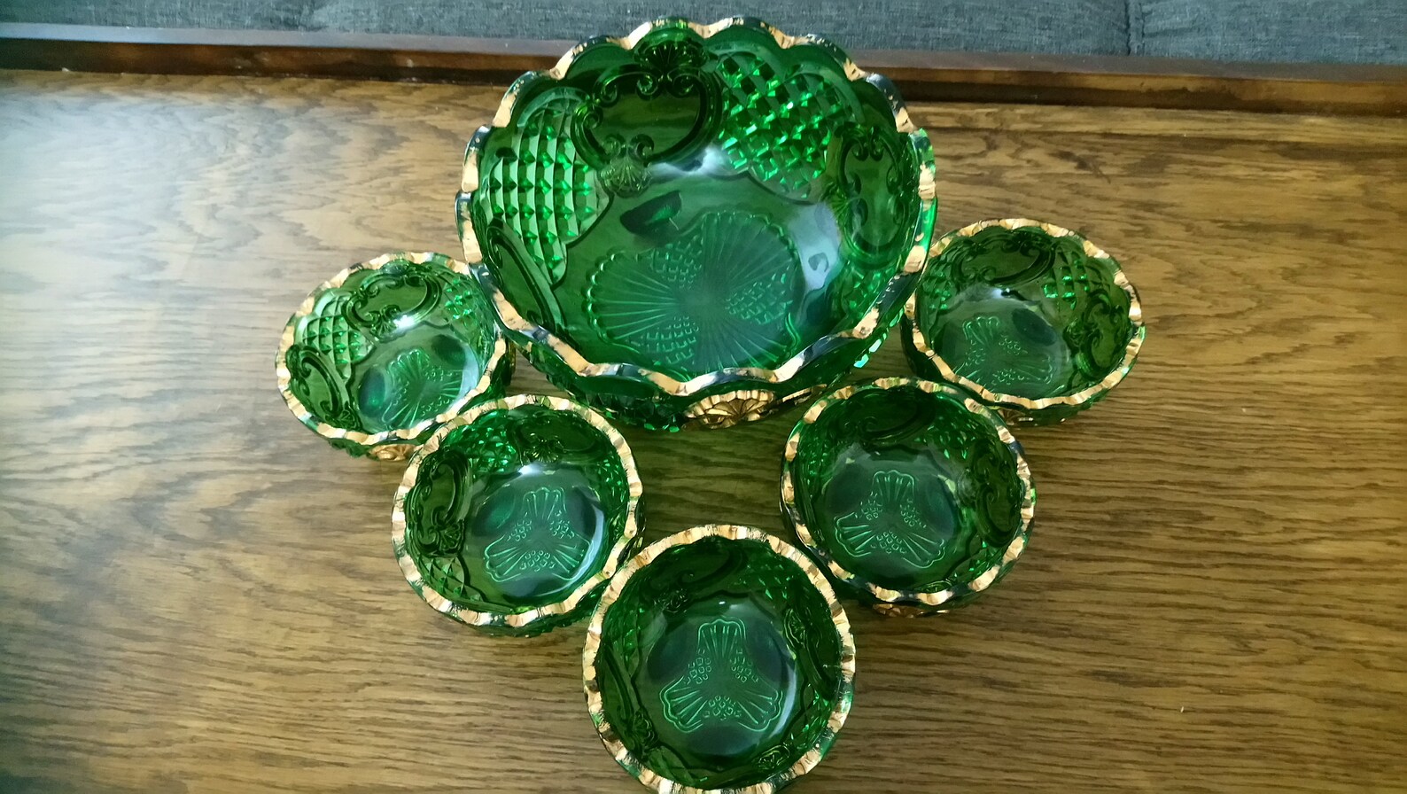 Riverside Croesus Emerald Green Master Berry Bowl. Circa 1897. Etsy