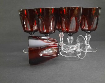 ヴィンテージ クリスタル・ダルク ルビーレッドカットクリスタル ワイングラス