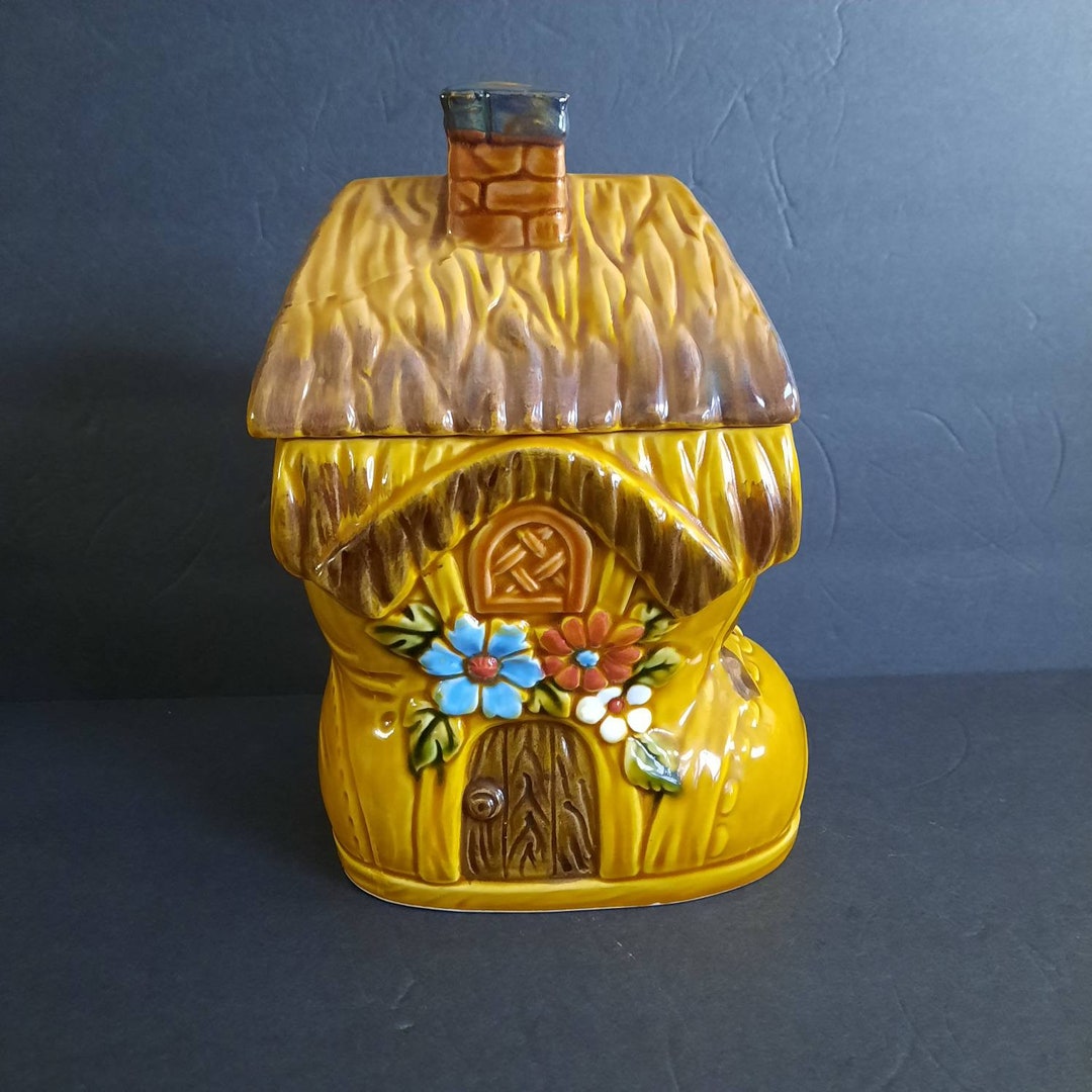 Vintage Ceramic Shoe House Cookie Jar, Made in Japan, Boot Cottage
