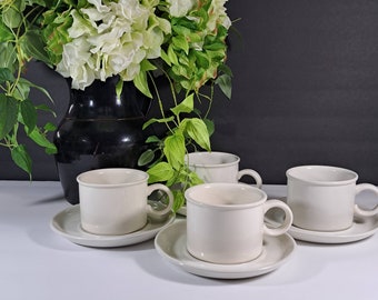 Vintage Midwinter Stonehenge White Cups and Saucers Set of 4, England