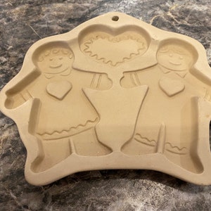 Vintage Brown bag cookie mold, gingerbread boy and girl w/ heart